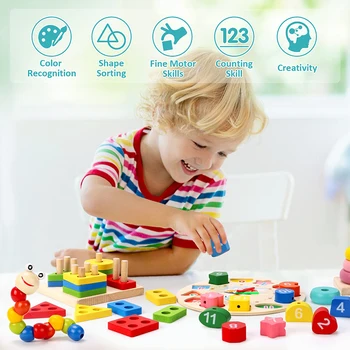 Montessori Wooden Baby Puzzle Set 2