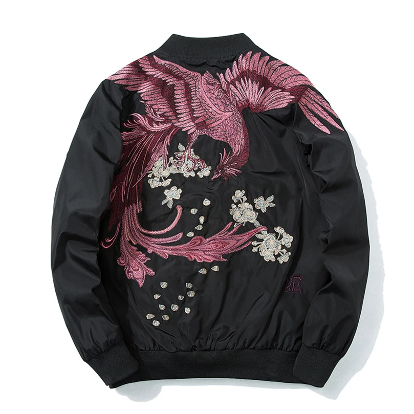 Sukajan Phoenix Embroidery Bomber Jacket Men Women Coat Hip Hop Japan Embroidered Baseball Coat Streetwear 2024 Spring