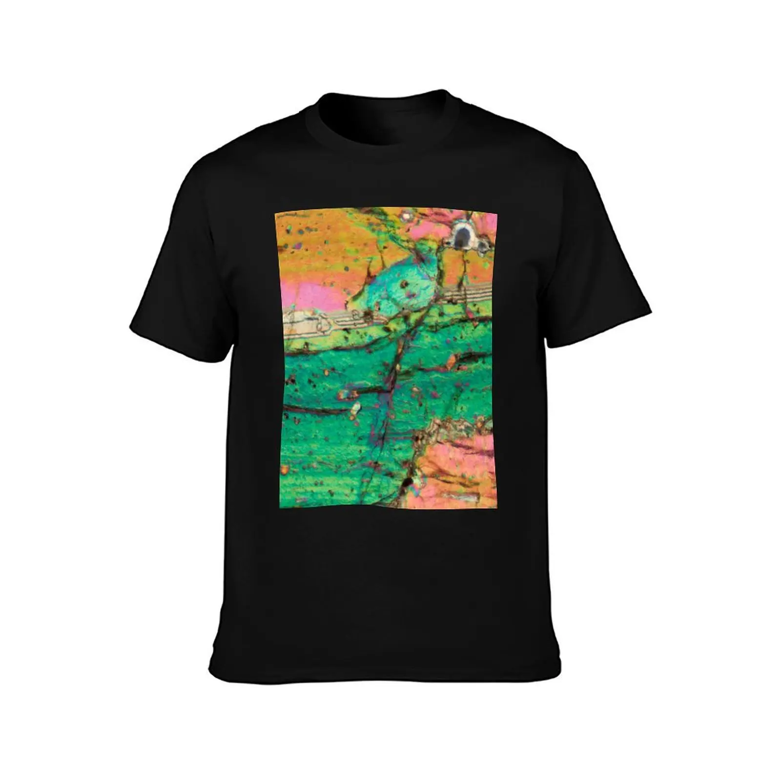Vesuvius volcano Pyroxene rock thin section microscope photograph - geology gift T-Shirt Summer Casual Cotton Tee 100% Cotton