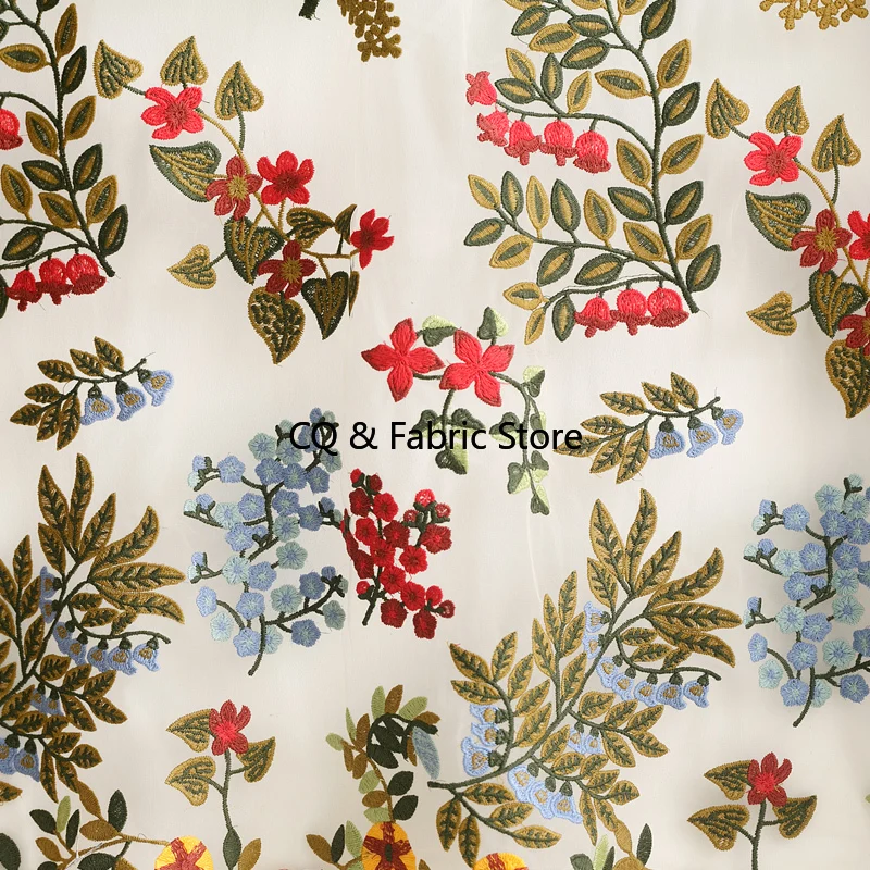 High-grade full flower color embroidery mesh lace fabric DIY fashion skirt dress accessories Fine workmanship