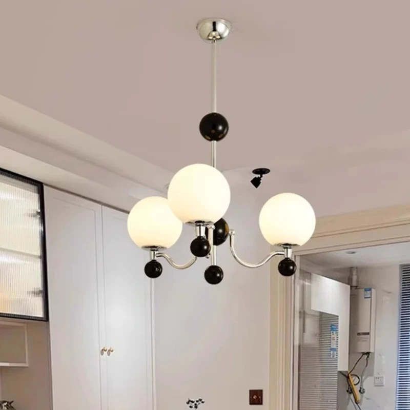French Retro Middle Bauhaus Living Room Ceiling Chandelier Magic Bean Lampshade Bedroom Simple Dining Room LED Lighting Fixture