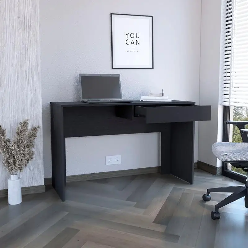 Black Computer Desk with Drawer - Stylish Workspace Furniture for Home Office