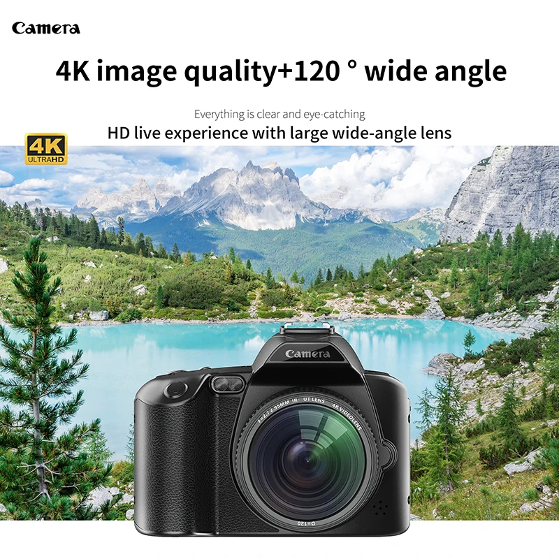 كاميرا احترافية 4K كاميرا واي فاي كاميرا رقمية HD 64 مليون بكسل كاميرا فيديو 16X فتحة زمنية لمسجل مدونة فيديو يوتيوب DSLR