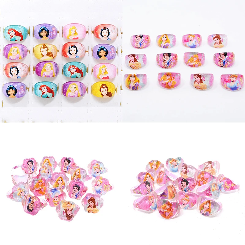 5/10pcs Disney Frozen Elsa Anna Princess Ring Acrylic Rapunzel Snow White Kids Party Decor Girls Gifts Birthday Party Supplies