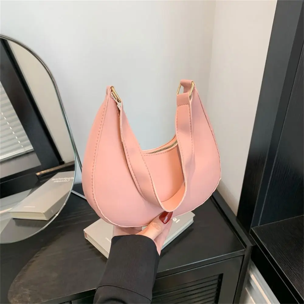 Solid Color Shoulder Bag Fashion PU Leather Small Underarm Bags Purses Women Female