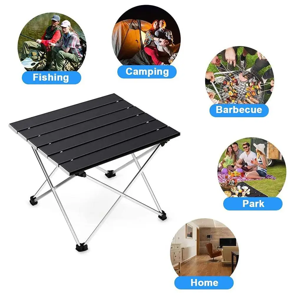 Mesa de acampamento portátil com saco de armazenamento, mesa dobrável de alumínio, praia, exterior, caminhadas, mochila, piquenique, Dropship