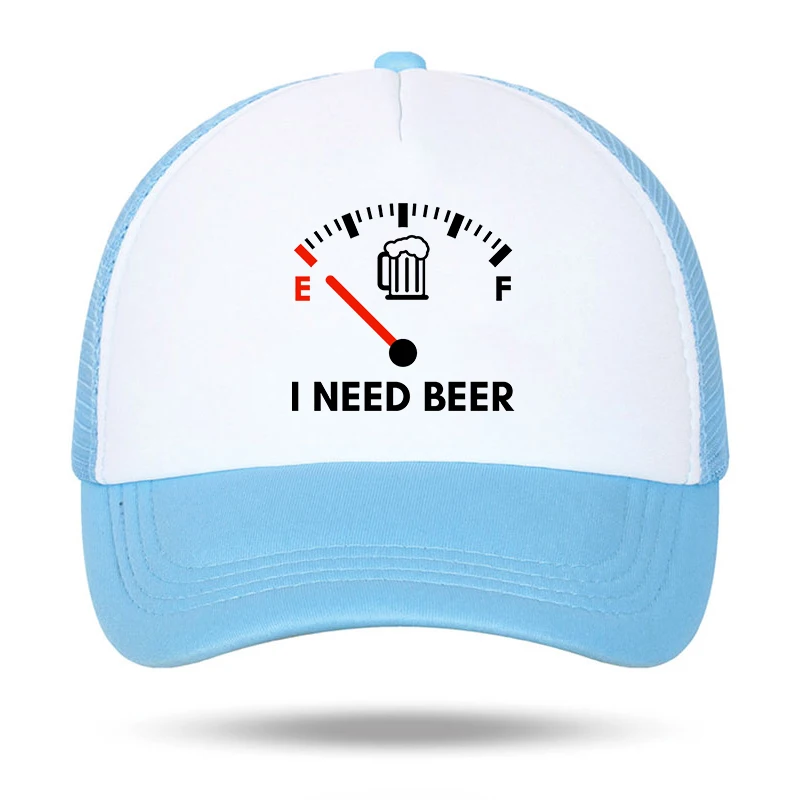 I NEED BEER Foam Trucker Cap Man Woman Summer Visor Mesh Baseball Hat Funny Fuel Gauge Print Unisex Casual UV Sun Fisherman Cap