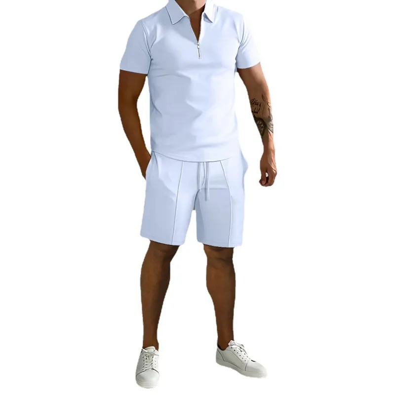 Polo de verano para hombre, camiseta informal holgada de manga corta, pantalones cortos sueltos con cintura elástica, traje deportivo informal