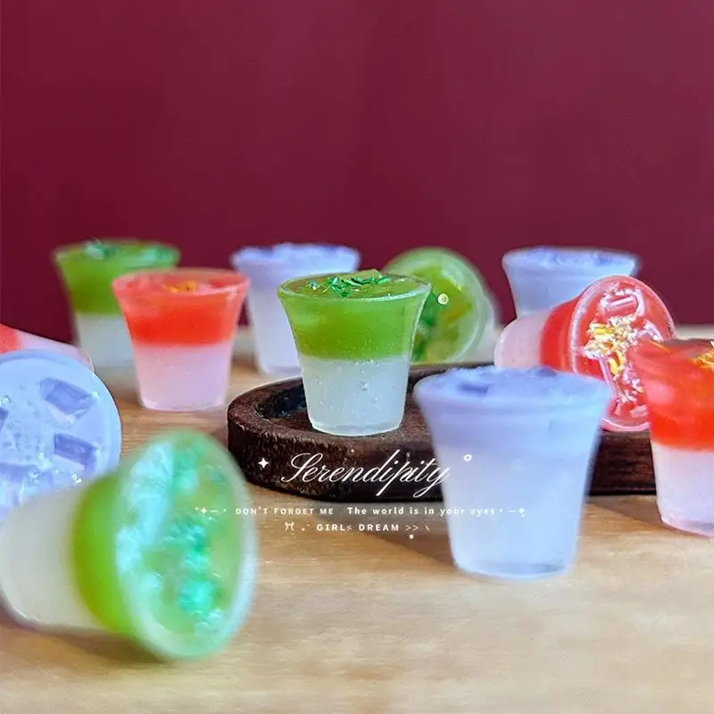 2Pcs Miniature Dessert Table Beverage Display Model Dollhouse Mini Coconut Water Series Flavored Drinks Doll House Accessories