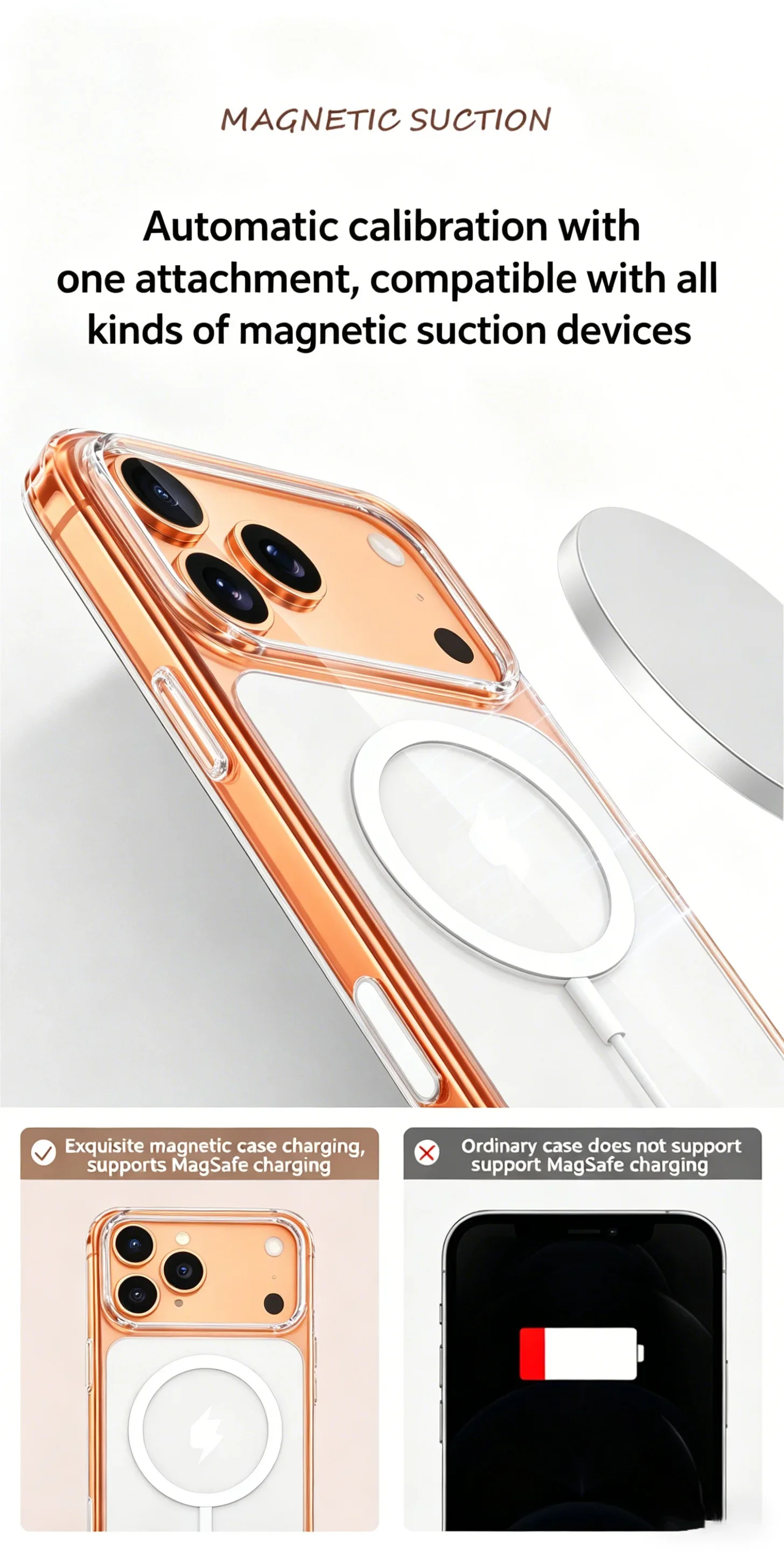 HANNUO – magnetyczne etui do iPhone 17 i 18 Pro MAX, odporne na wstrząsy, kompatybilne z ładowarką bezprzewodową, przezroczyste. — zdjęcie produktu 2