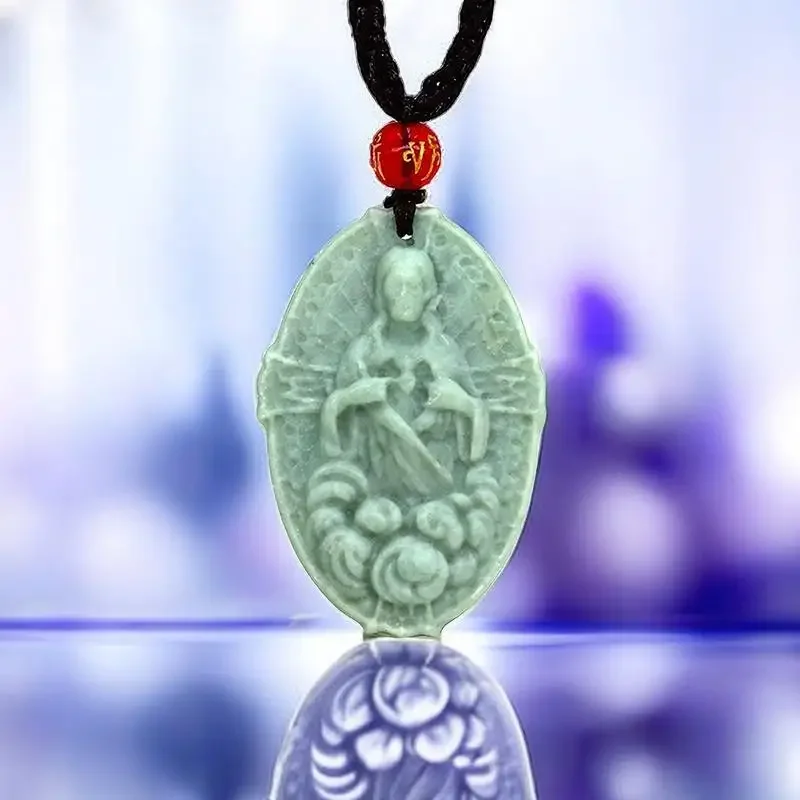 

Jade Jesus Pendant Gifts for Women Necklace Real Jewelry Cross Charm Green Chinese Natural Men Carved Designer Gemstone Fashion