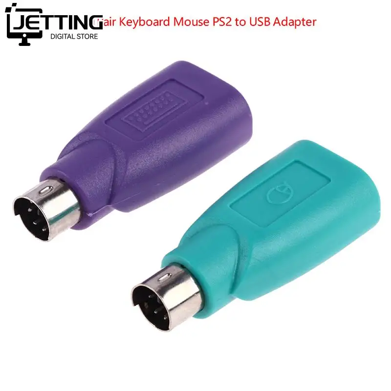 1/2pcs Converter Keyboard Mouse For PS2 PS/2 To USB Adapter Converter For Usb Keyboard Mouse Accessories Purple +Green