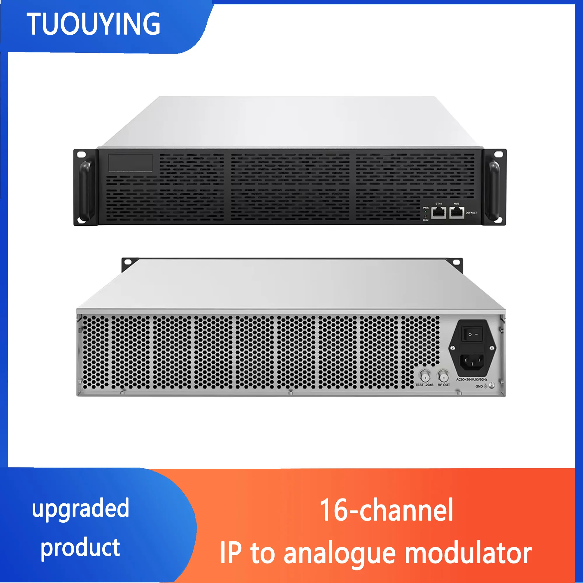 IP to analogue modulator. 16-channel IP to RF NTSC SECAM PAL-BG DK Hotel TV front-end system catv udp to analog