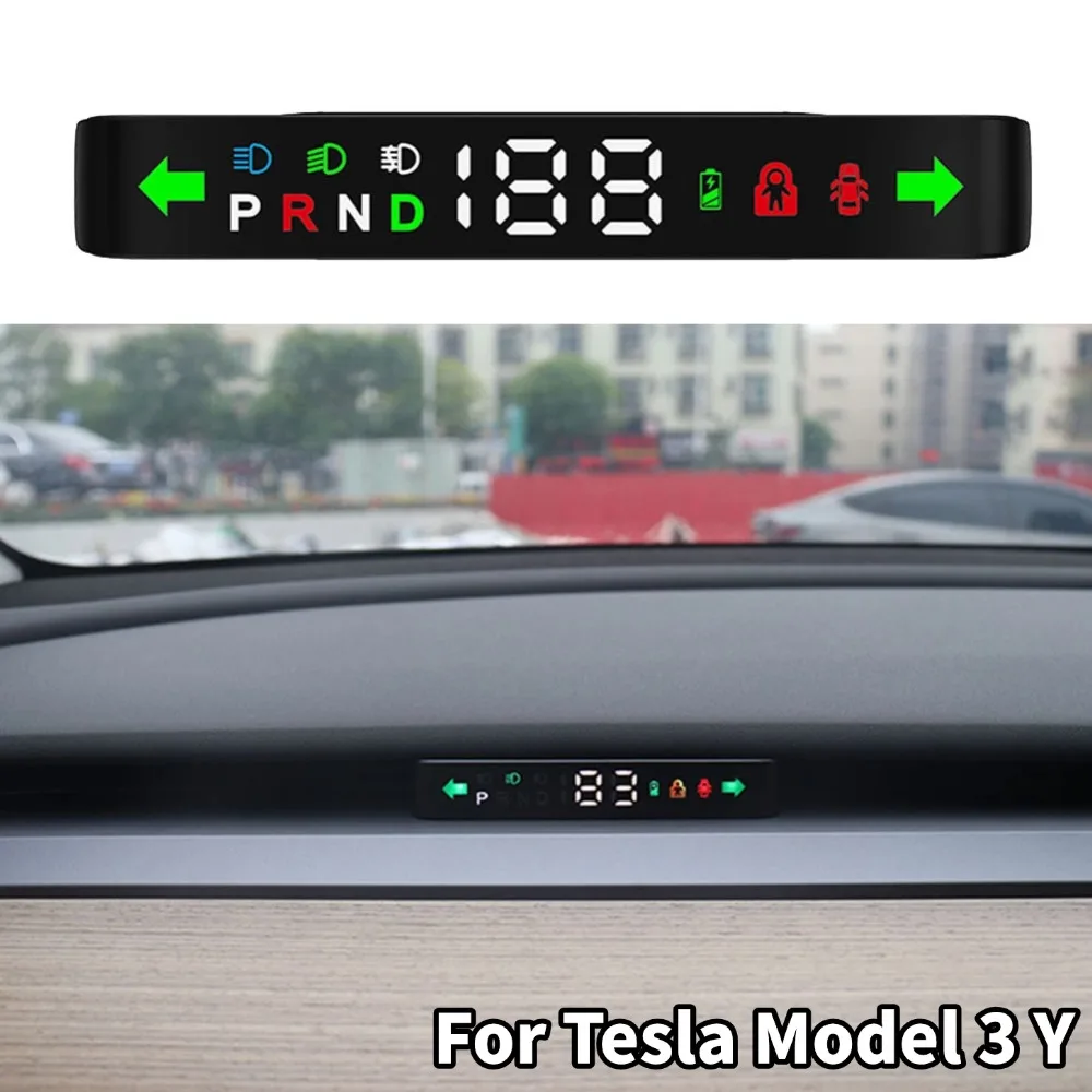 Car HUD Head Up Dashboard Electronics Digital Speed Display For Tesla For Model 3 Y 2016-2023 Speedmeter ​​Turn Signal Power