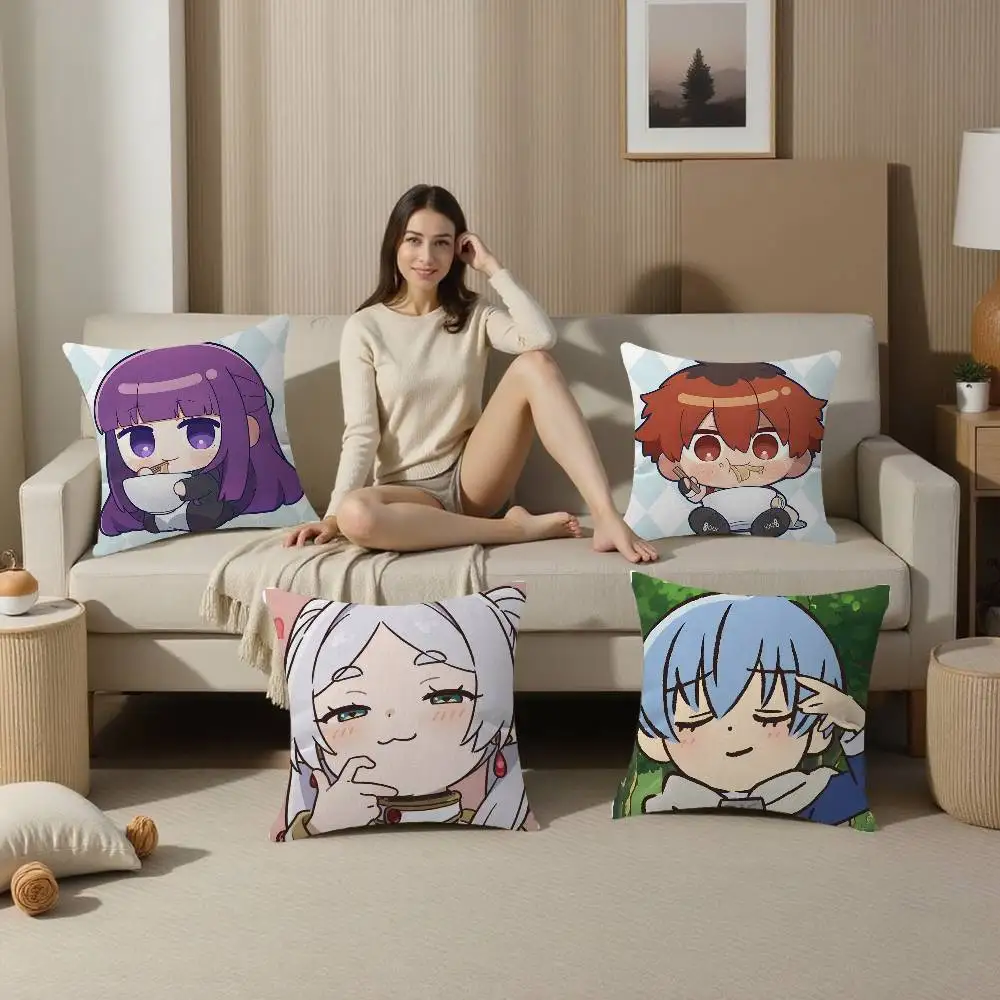 Cute Sousou No Frieren pillow cover sofa cushion cover home room decoration children gift