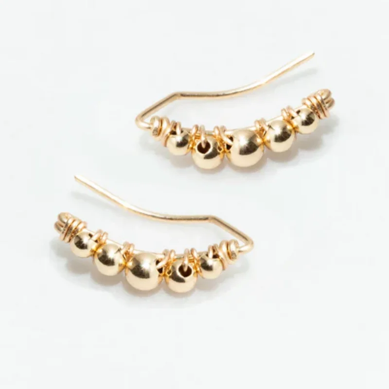 

Gold Filled Beaed Climber Earrings 14K Gold Filled Handmade Cuff Earrings Minimalist Personalized Jewelry Gift for Women