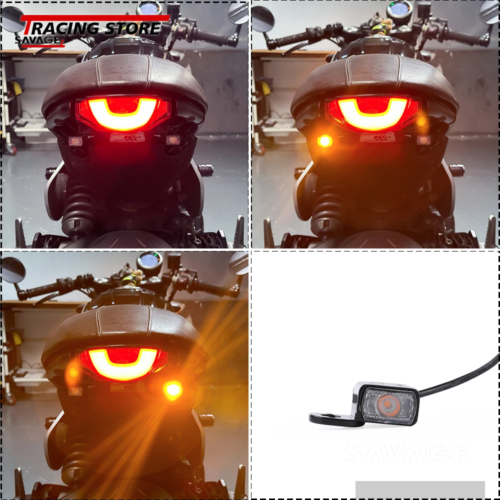 2024 Rear LED Turn Signal Lights For Ducati Scrambler 800 803 Nightshift Cafe Racer Full Throttle Flash Indicators with Resistor