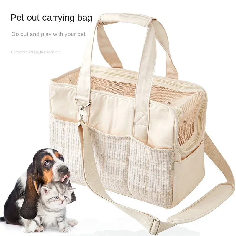 

New Cotton Canvas Cat Bag Out Portable Single Shoulder Small Body Dog Bag Portable Canvas Cat Bag Pet Bag