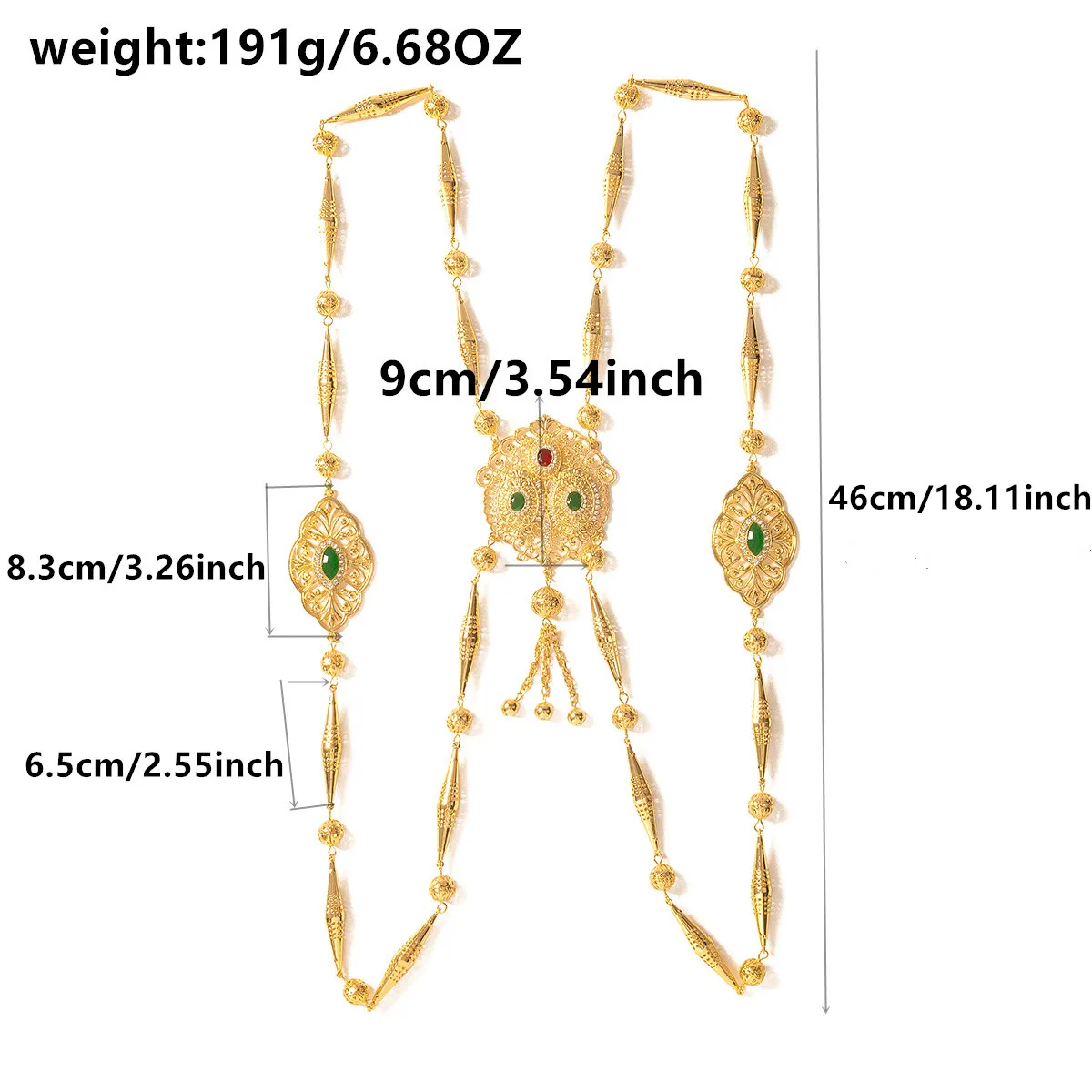 반짝이는 민족 스타일의 시크한 신부 바디 주얼리, 크리스탈 숄더 체인이 있는 롱 네크리스, 웨딩 카프탄 백 액세서리