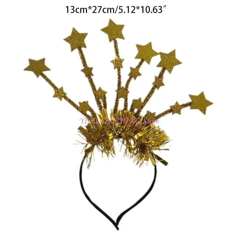 N5KF الترتر نجوم عصابات عيد الميلاد بريق بهرج الشعر العصابات رأس السنة الجديدة برو #6