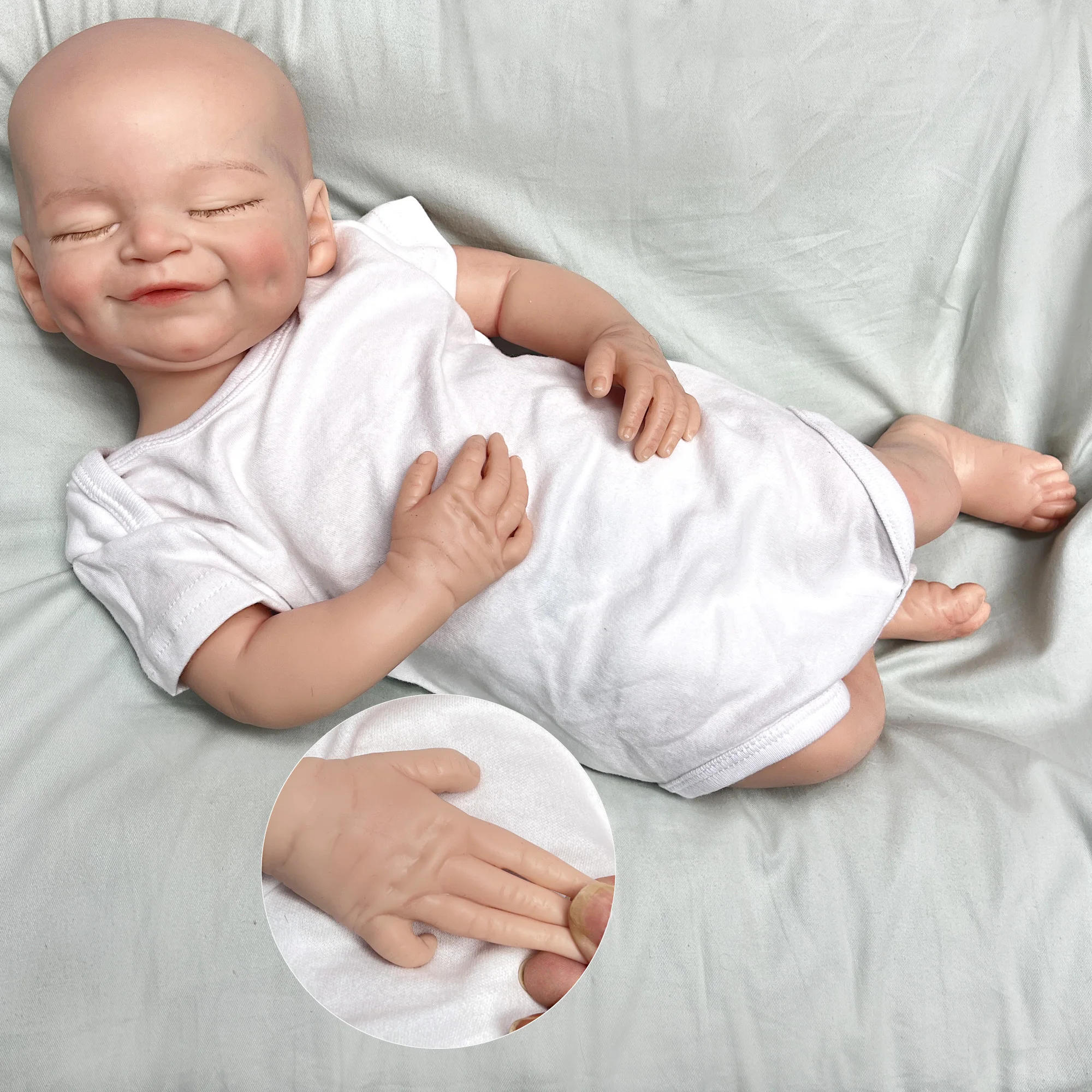 18" Cecilia Boy Full Body Solid Silicone Bebe Reborn Doll 3D Painted Doll Toy For Family's Gift Muñeca Corpo De Silicone Inteiro