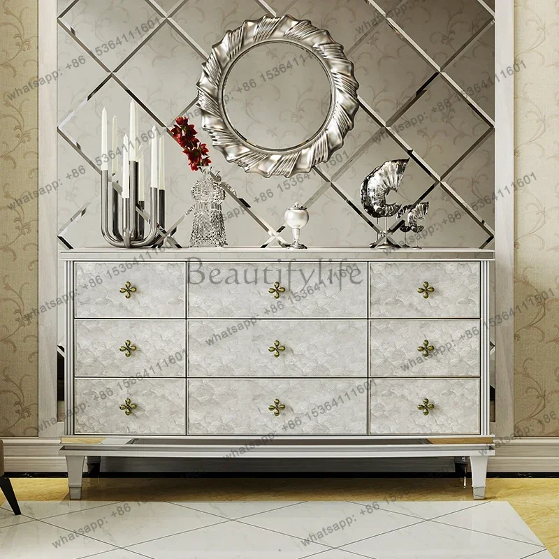 YJ Drawers Luxury Cabinets Entryways Pantry Craft Nordic Curio Mirror Drawers Living Room Cabinets Storage Gabinete Home Furnitu
