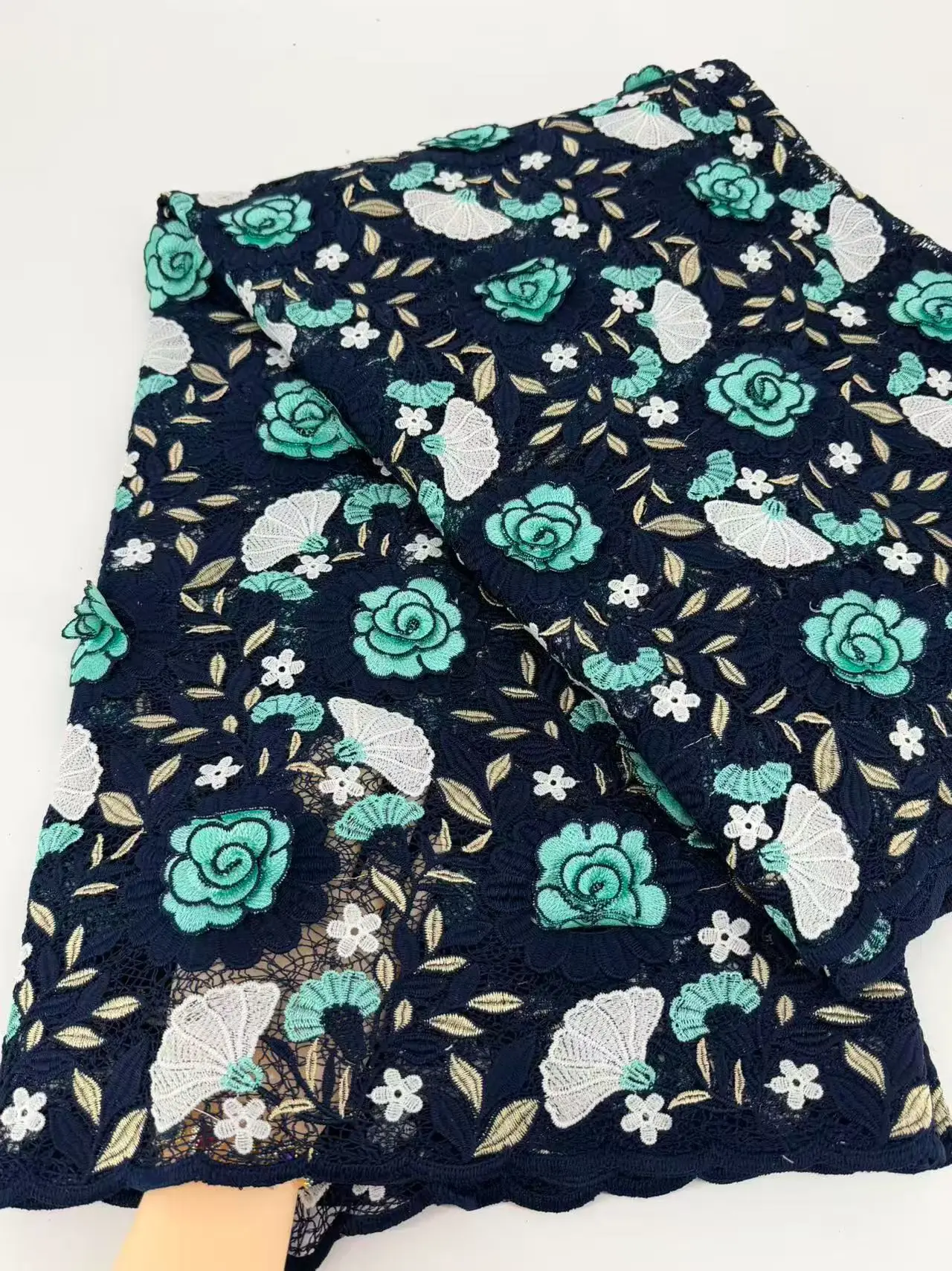 New Design High Quality African Guipure Cord Lace Fabric with Sequins 2026 Nigerian Guipure Cord Lace for Sewing Wedding Dress