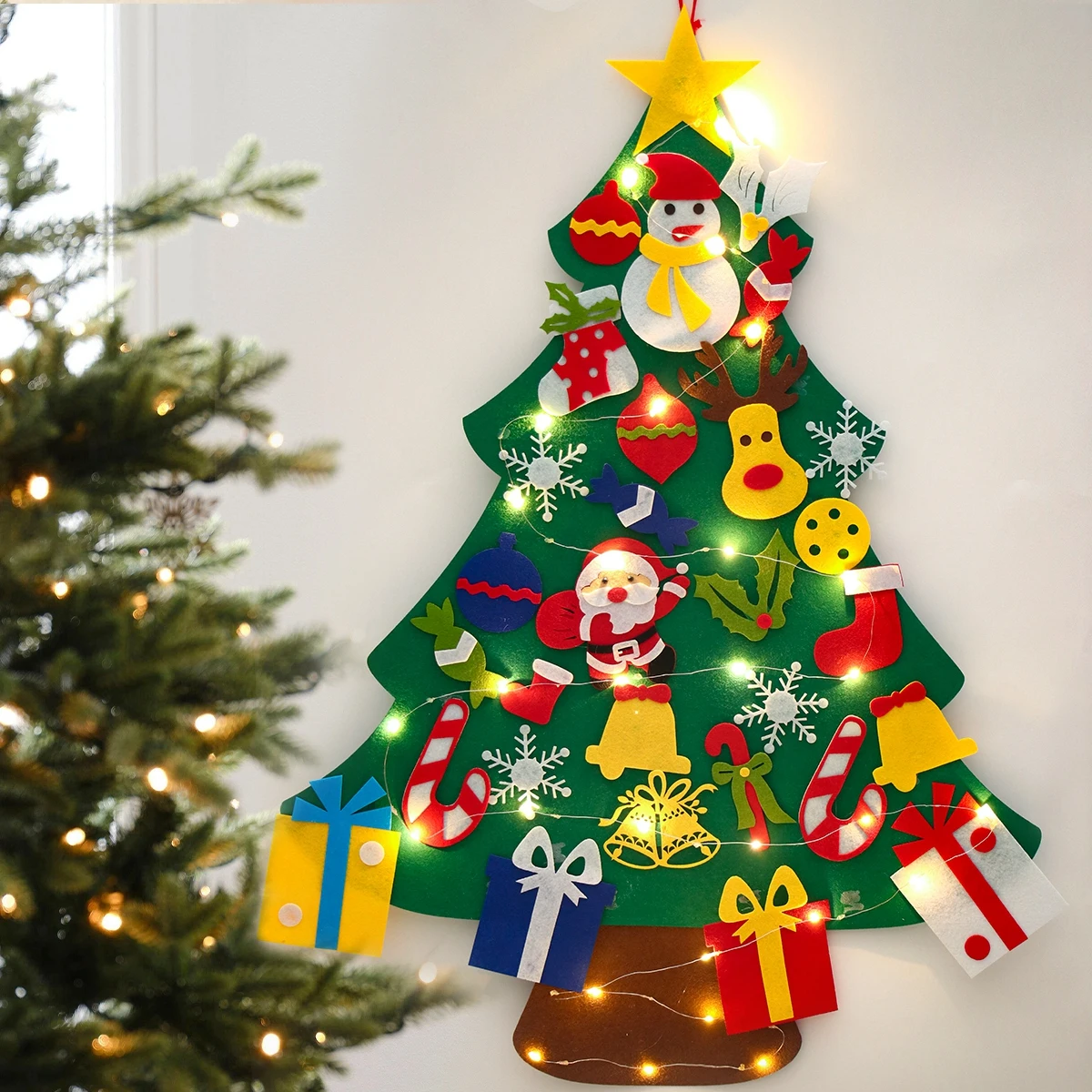 

DIY Felt Christmas Tree Xmas Tree With String Lights Merry Christmas Decorations 2023 Xmas Ornaments New Year Noel Kids Gifts