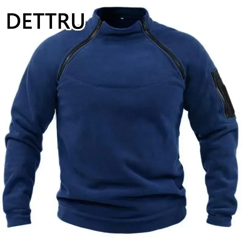 Mens Sweatshirt Fleece Zipper Pullover Fashion Men\'s Solid Color Loose Lamb Thick Jacket Men Clothing Streetwear
