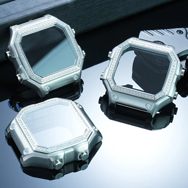 

DIY case For Casio AE1200/AE1300 Diamond Set Stainless Steel Case Texture Metal Case Scratch resistant Accessories