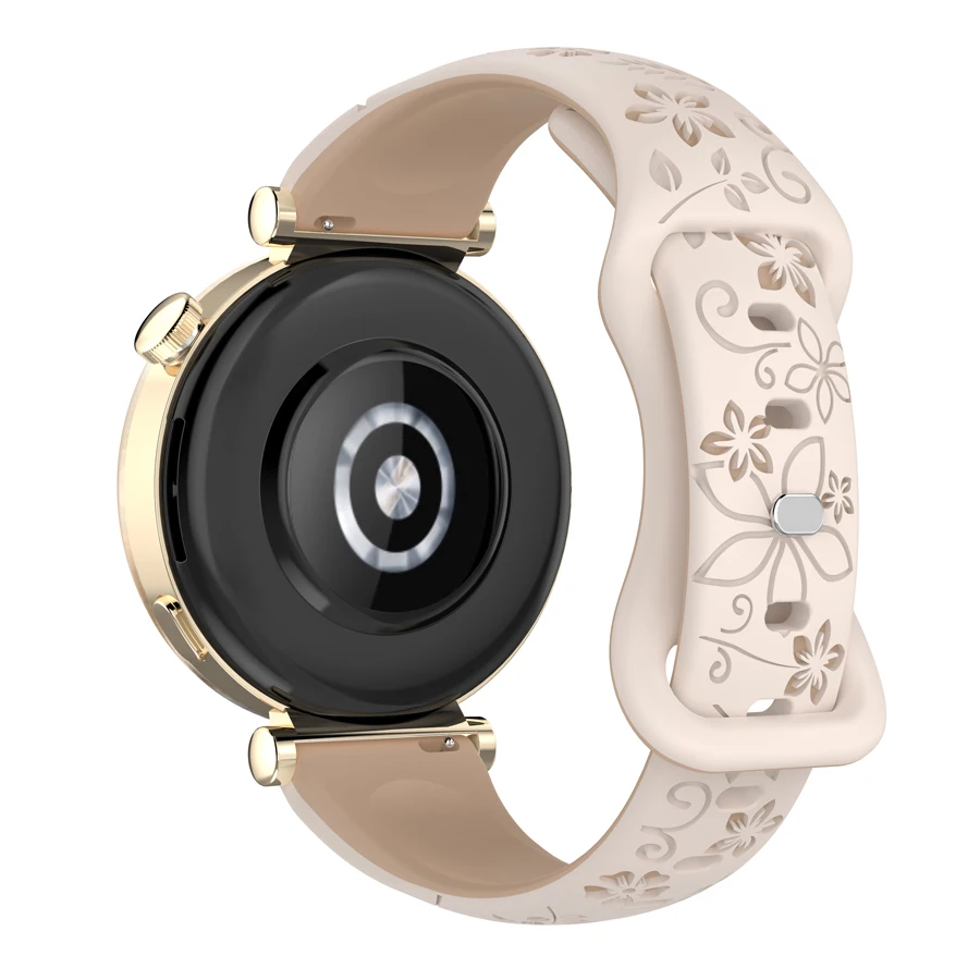 3D Siliconen Gesneden Bloemen Horlogeband Strap 18mm 20mm 22mm Quick Release Smart Horlogeband Voor Xiaomi HUAWEI Samsung Horlogeband