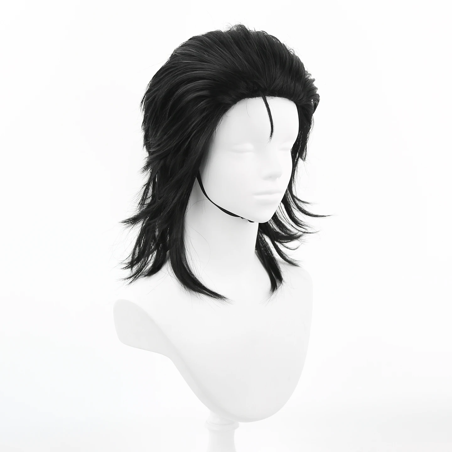 ผู้ชายสีดําสังเคราะห์ผม Mullet วิกผมสําหรับชาย 70s และ 80s เครื่องแต่งกาย Party วิกผมสังเคราะห์