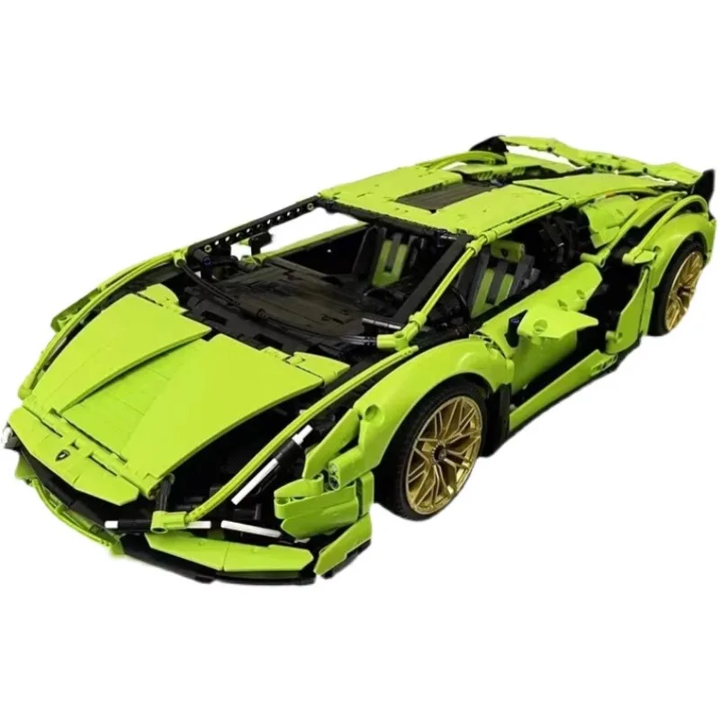 Technical Super Speed Green Lamborghinis Sports Car Model Building Blocks Famous Vehicle Assemble Bricks Kid Toys for Adult Gift