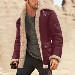 men's jacket lightweight Mens Fashion Simple Winter Coat Lapel Long Sleeve Padded Leather Vintage Thicken Coat chaquetas