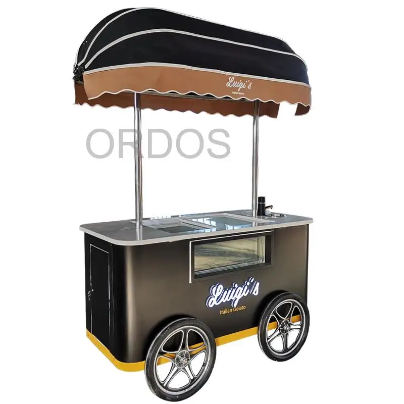 

Ice Cream Cart with Freezer Ice Cream Bucket/Pan Popsicle Cart for Sale