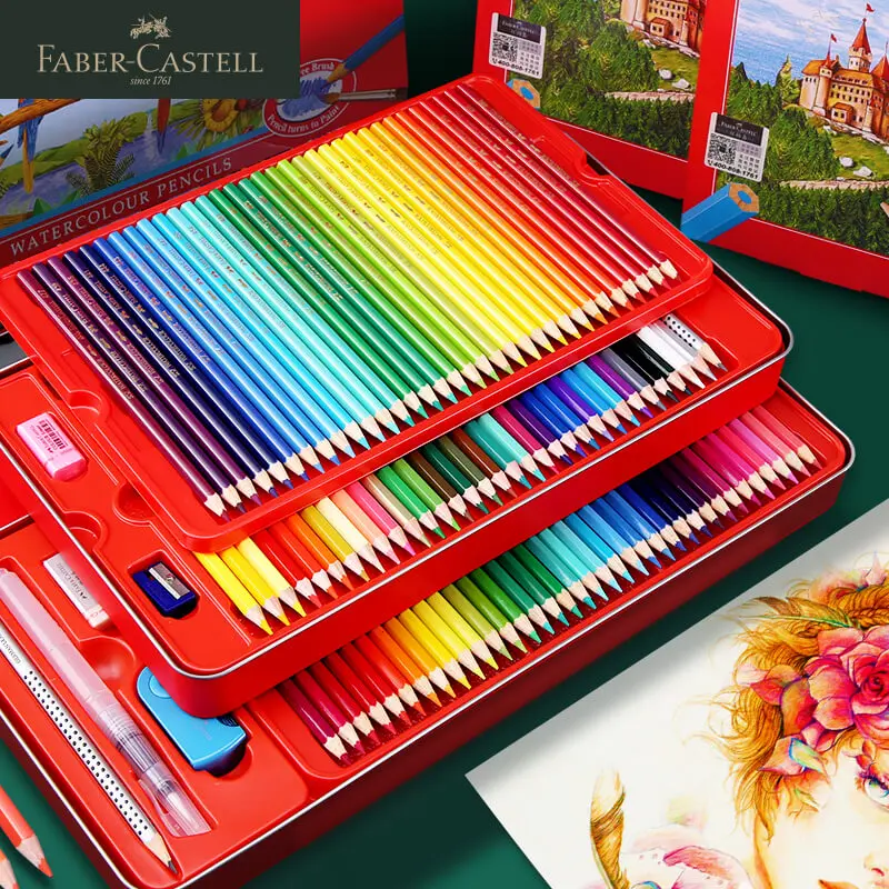 FABER-CASTELL nuovo Set di colori 50/100 matite colorate in legno ad olio professionale scatola di latta matita da disegno per schizzi per pittura forniture artistiche