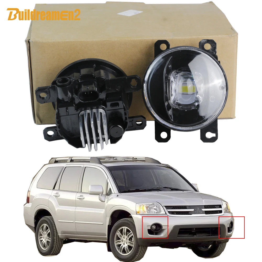 2 X 30W H11 Car Front LED Lens Fog Light Assembly with Aluminum Sink For Mitsubishi Endeavor 2006 2007 2008 2009 2010 2011