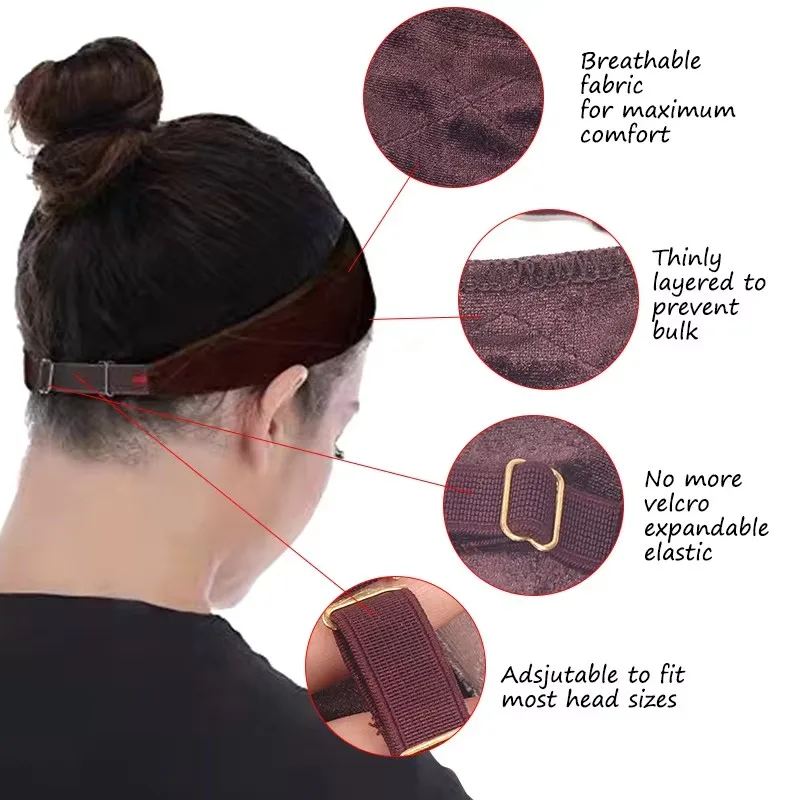 Female Adjustable Wig Band With Elastic Band Velvet Wig Grip Scarf For Wearing Under Wig Non-Slip Wig Grip Headband For Lace Wig