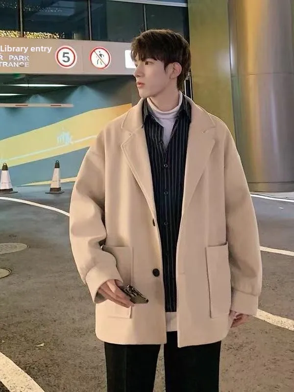 

Повседневное бархатное пальто из ягненка, мужское осенне-зимнее бежевое шерстяное пальто, легкое повседневное пальто Maturi Sle из полиэфирного волокна