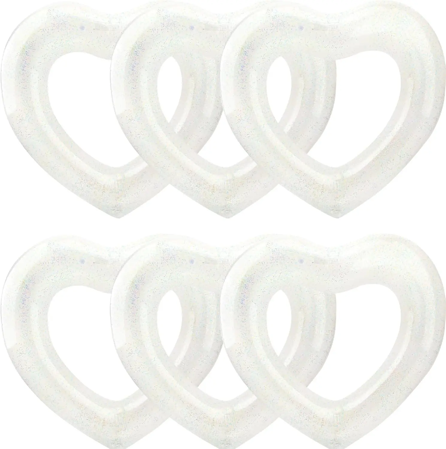 

6 Pack Large Glitter Heart Pool Float 43 Inch Heart Shaped Pool Float Swimming Pool Floats Inflatable Swim Rings Inflatable Swim