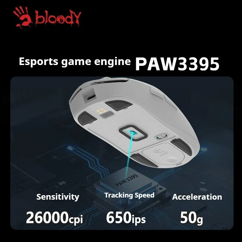 A4Tech Bloody R72Pro Kabellose Maus Dual-Modell PAW3395 26000cpi 80h Lange Akkulaufzeit Leichte E-Sport-Gamer-Maus