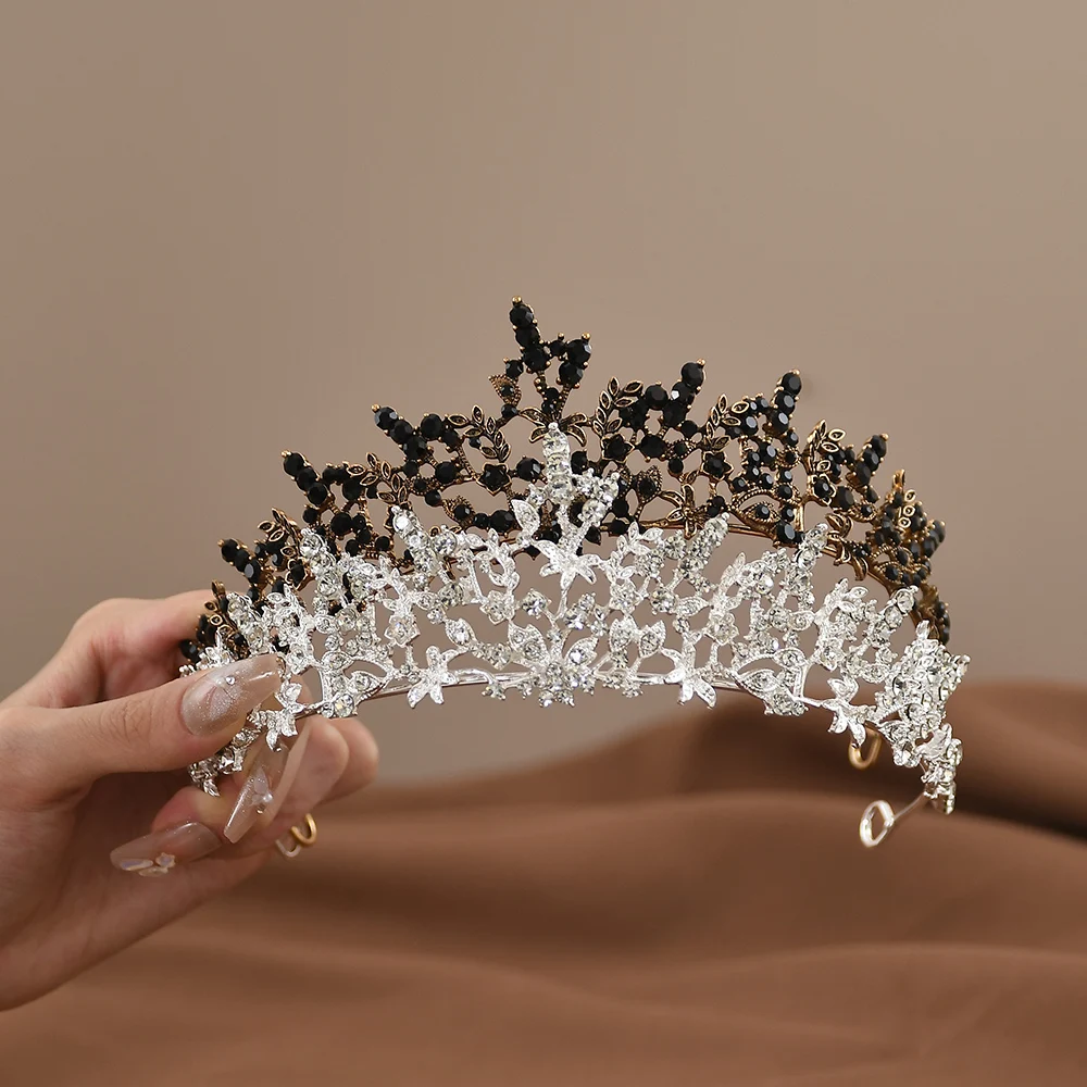 Luxury Elegant Princess Queen Crystal Crown Hair Accessories Rhinestone Bridal Tiara Hair Jewelry for Women Head Jewelry Diadems