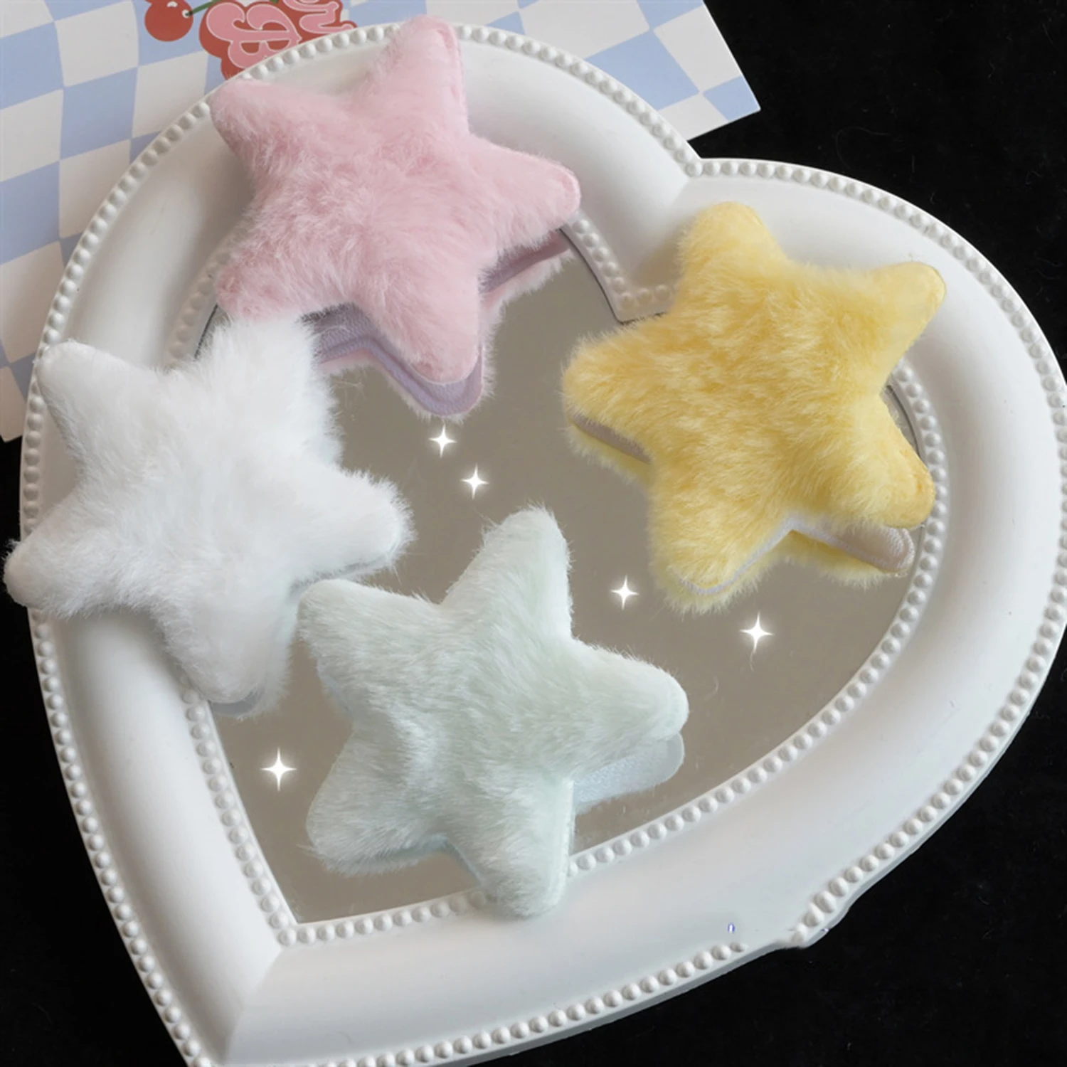 

1pcs Girls Sweet Fluffy Star Hairpins Children Kids Faux Fur Bobby Pin Solid Color Pentagram Hair Clip Cute Side Hair Grip