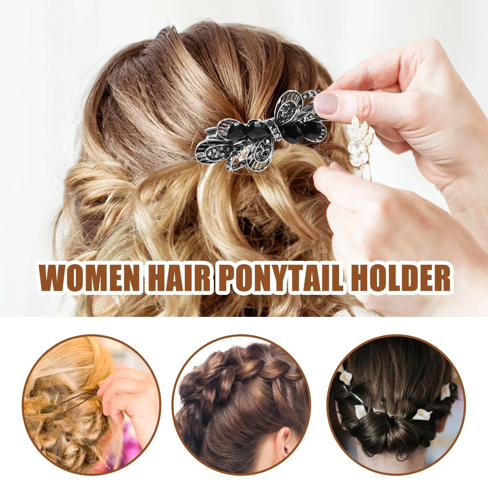 

3Pcs Womens Hair Ties Elastic Bands Teen Girls Scrunchies Ropes Alloy Materials Not Easy to Tear Western Hair Accessories