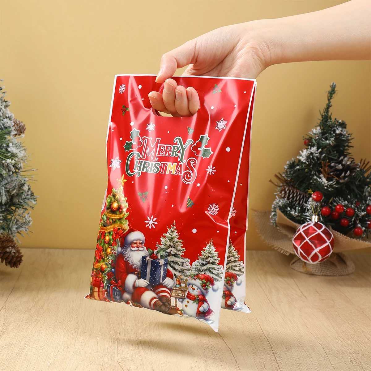 10/25/50pcs Merry Christmas Candy Gift Bags Christmas Decorations for Home 2025 Navidad New Year 2026 Xmas Gifts Packaging Bags