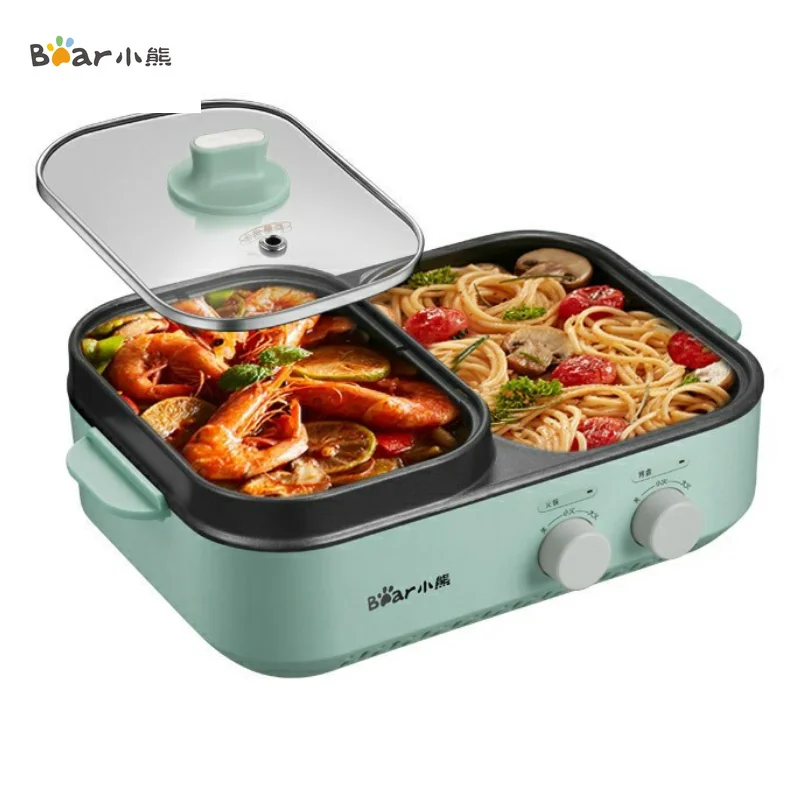 Electric Grilling Pan 1.4L Hot Pot Barbecue Grill Multi-function Cooker Non-smoke  Indoor Grill 220V DKL-C12J5