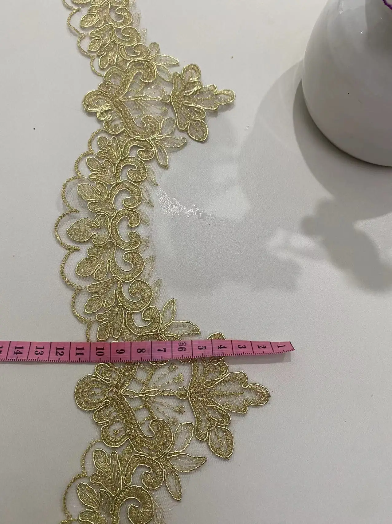 2Yards 10cm wide Exquisite Gold Cording Lace Embroidery Lace Dress Home Textile Sequin Triming Dance Clothes DIY Materail