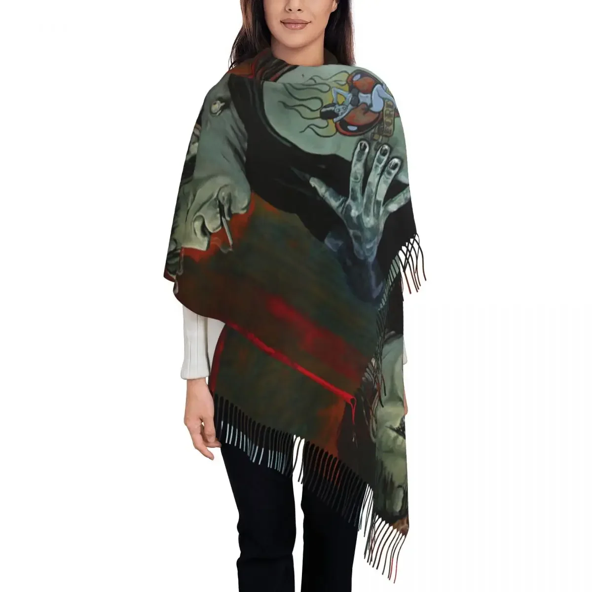 Customized Printed Broken Hearted Frankenstein Tattoo Art Scarf Winter Fall Warm Scarves Spooky Scary Film Shawls Wraps