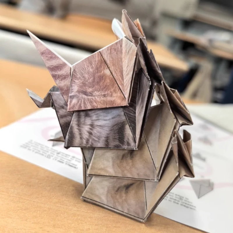 Creativo DIY semiacabado geométrico Origami gato y perro niños hecho a mano plegable Animal Origami 50 hojas