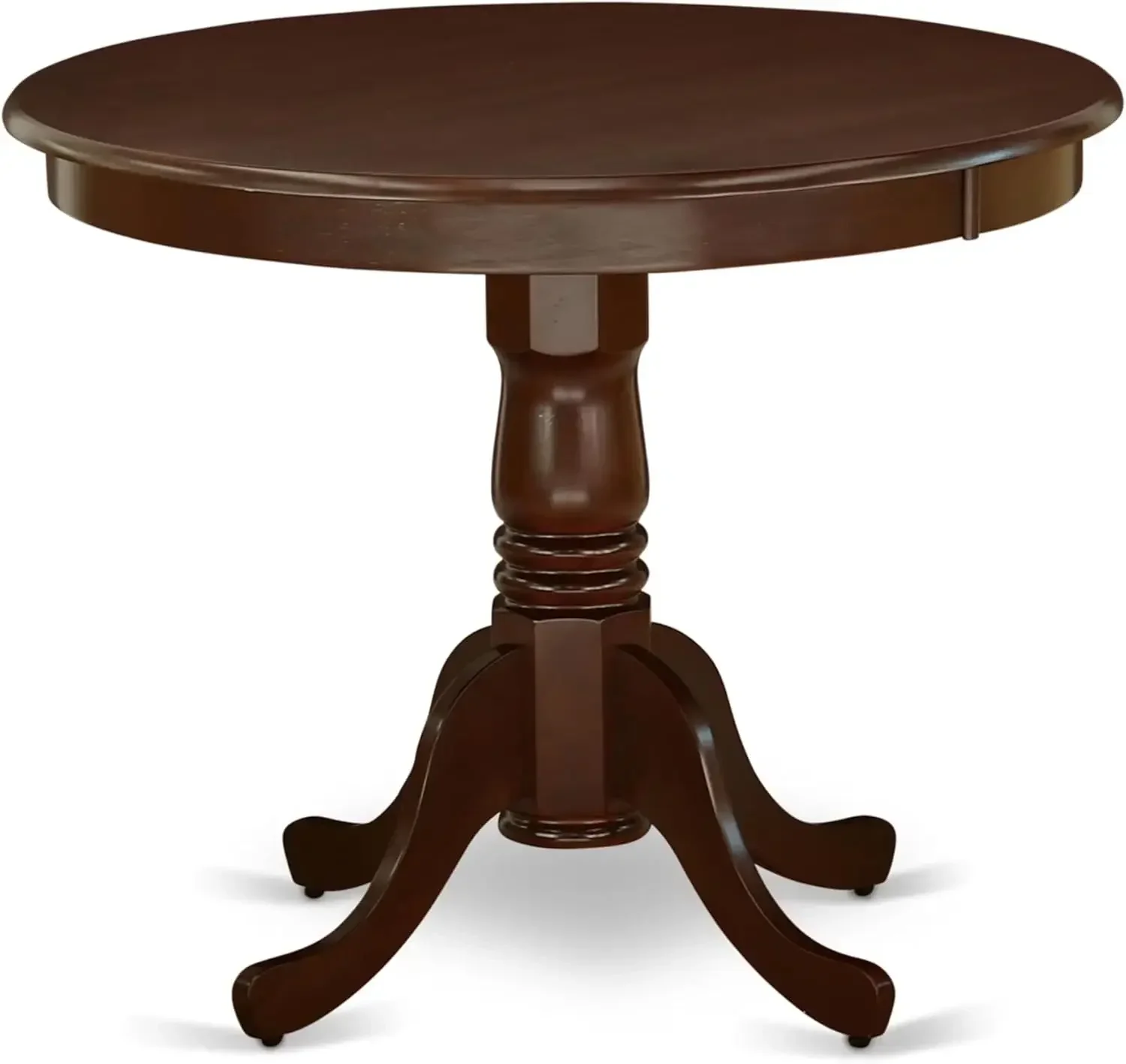 3 Piece Kitchen Table And Chairs Set Contains Round Dining Room Table With Pedestal And Two Dining Chairs 36x36 Inch Mahogany